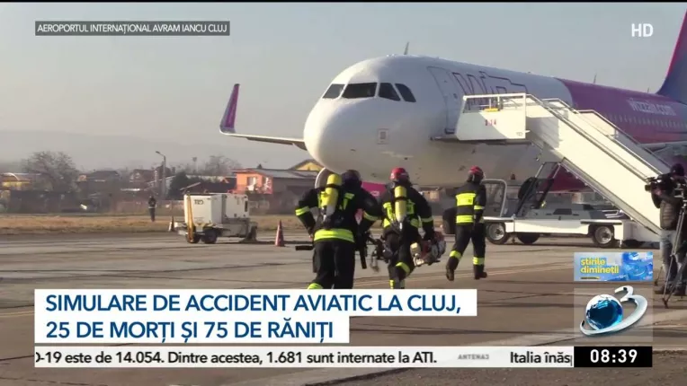 Simulare de accident aviatic la Cluj: 25 de morti si 75 de raniti