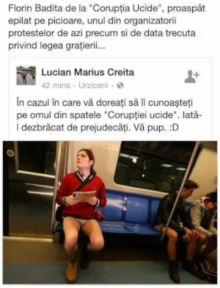 Speranta pentru un viitor mai bun a multor spalati pe creier: tanarul frumos si liber, in chiloti la metrou